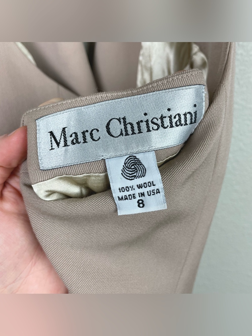 VTG Marc Christiani Women's 8 Backless Tan Blazer Halter Vest 100% Wool Neutral - Picture 12 of 15